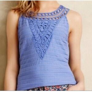 Anthropologie Postmark Periwinkle Blue French Crochet Tank Blue S